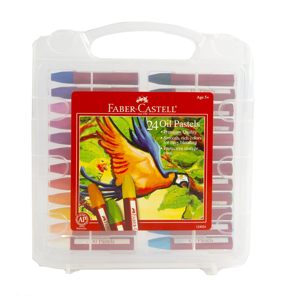 Faber-Castell Blendable Oil Pastels In Durable Storage Case- 24 Vibrant Colors - Non-Toxic Pastels for Kids