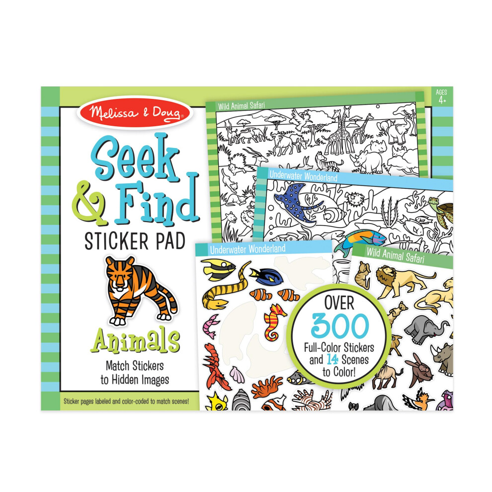 Melissa & Doug Seek and Find Sticker Pad  Animals (300+ Stickers  14 Scenes to Color) - FSC Certified