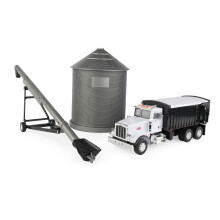 TOMY Big Farm Grain Harvesting Set and Peterbilt 367 Straight Truck - 1:32 Scale - Includes Grain Box Grain Bin and Auger- Farm Toys - Toddler Toys