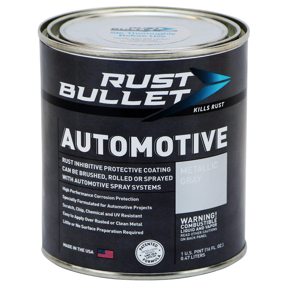 RUST BULLET - Automotive Rust Inhibitor Paint - 1 Pint - Rust Protective Coating - Frame Paint Automotive Anti Rust Coating Metal - Metallic Gray