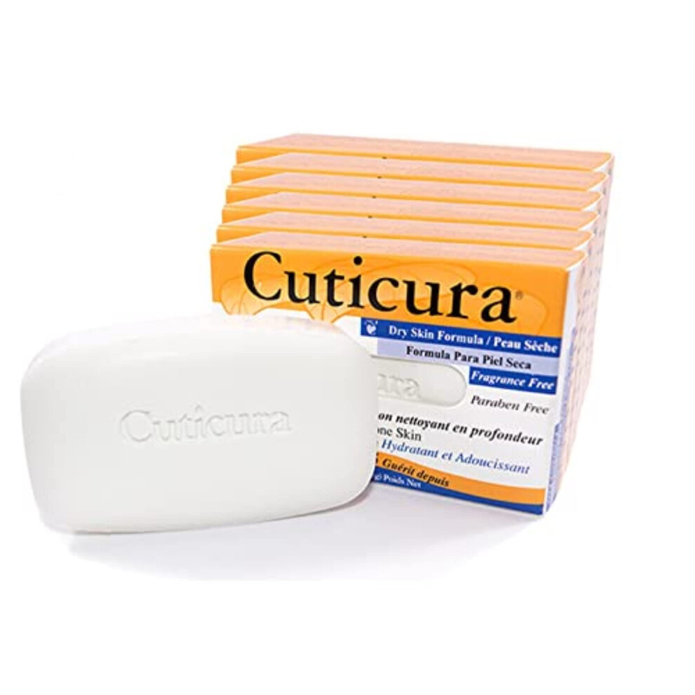 Cuticura Deep Cleansing Face and Body Soap  Dry Skin Formula - Deep Cleansing Bar Soap for Blemish-Prone Skin 3 oz (Pack of 6)