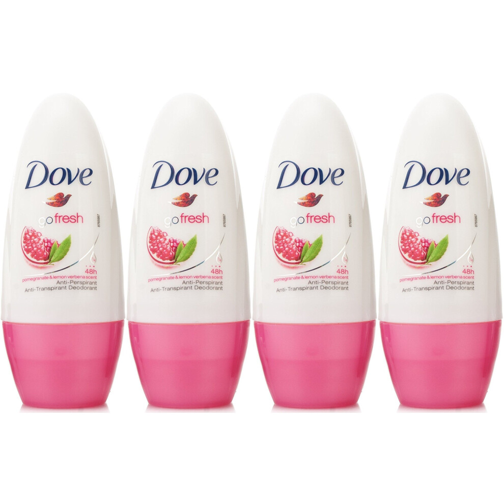 Dove Antiperspirant Deodorant Roll-On  Go Fresh Pomegranate & Lemon Verbena  1.7 Oz / 50 Ml (Pack of 4)