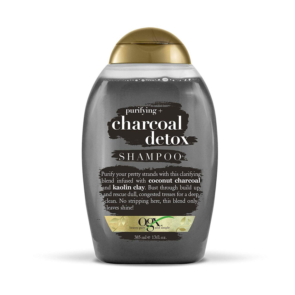 OGX Purifying + Charcoal Detox Shampoo for Buildup Removal and Light Nourishment  No Sulfates  13 fl oz