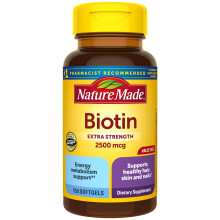 Nature Made Extra Strength Biotin 2500 mcg Dietary Supplement For Healthy Hair Skin & Nail Support 150 Softgels 150 Day Supply