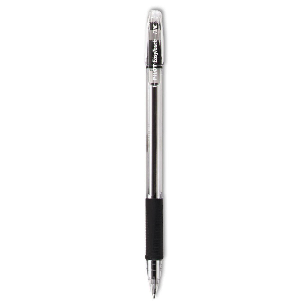 PILOT EasyTouch Ballpoint Stick Pens  Fine Point  Black Ink  12-Pack (32001)