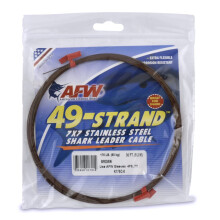 American Fishing Wire 49 Strand 7x7 Stainless Steel Shark Leader Cable 175 lb / 80 kg Test .036 in / 0.91 mm Dia Camo 30 ft / 9.2 m