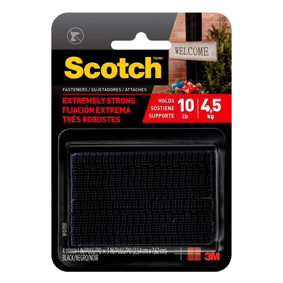 Scotch Mounting  Fastening & Surface Protection RFD7091 Interlocking Fasteners Strips  4  Black  2 count