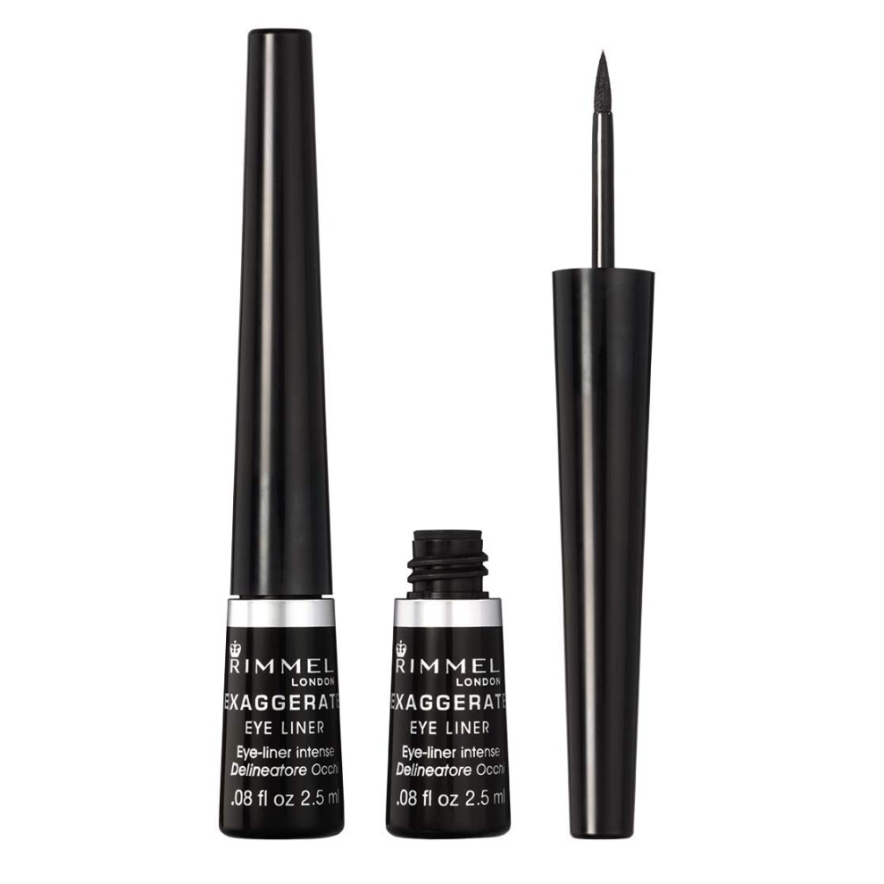 Rimmel London Scandaleyes Exaggerate Liquid Eyeliner  Intense Color  Long-Wearing  Waterproof  001  Black  0.08oz