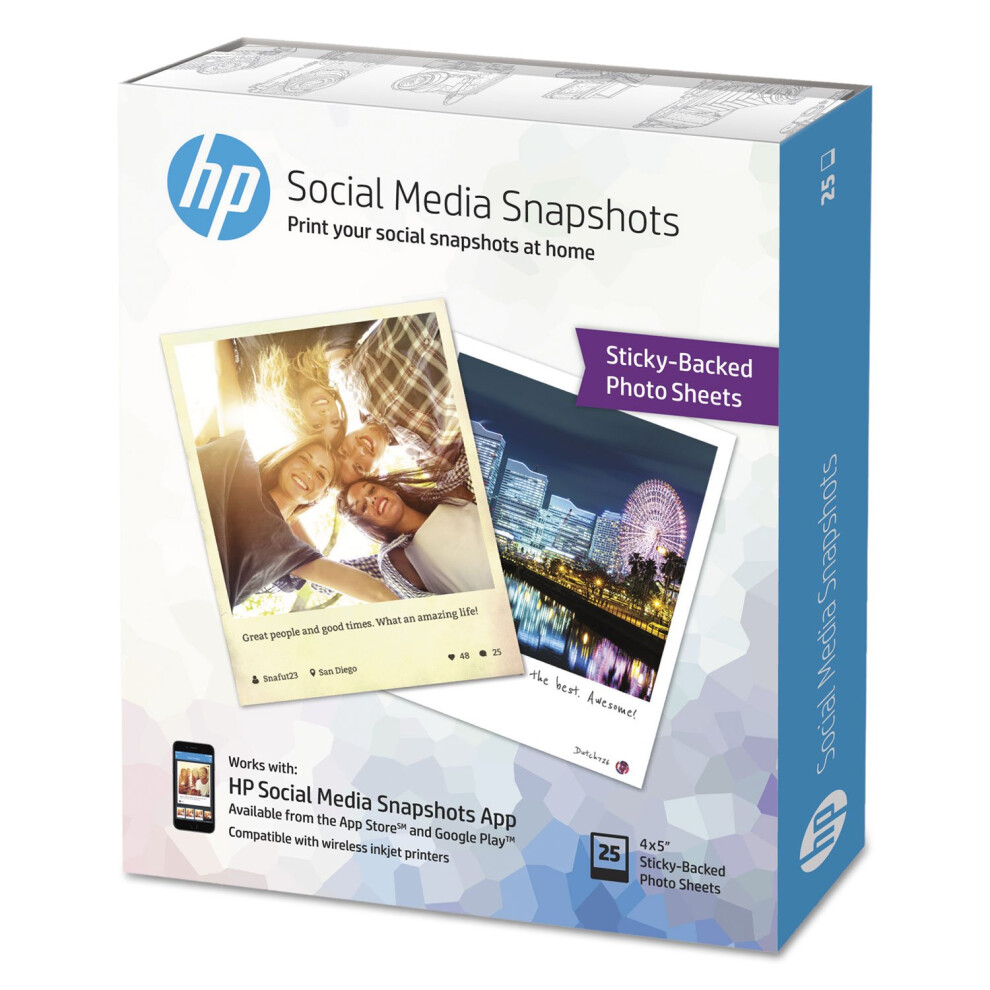 HP Sticky-Backed Photo Paper | Glossy | 4x5 | 25 Sheets