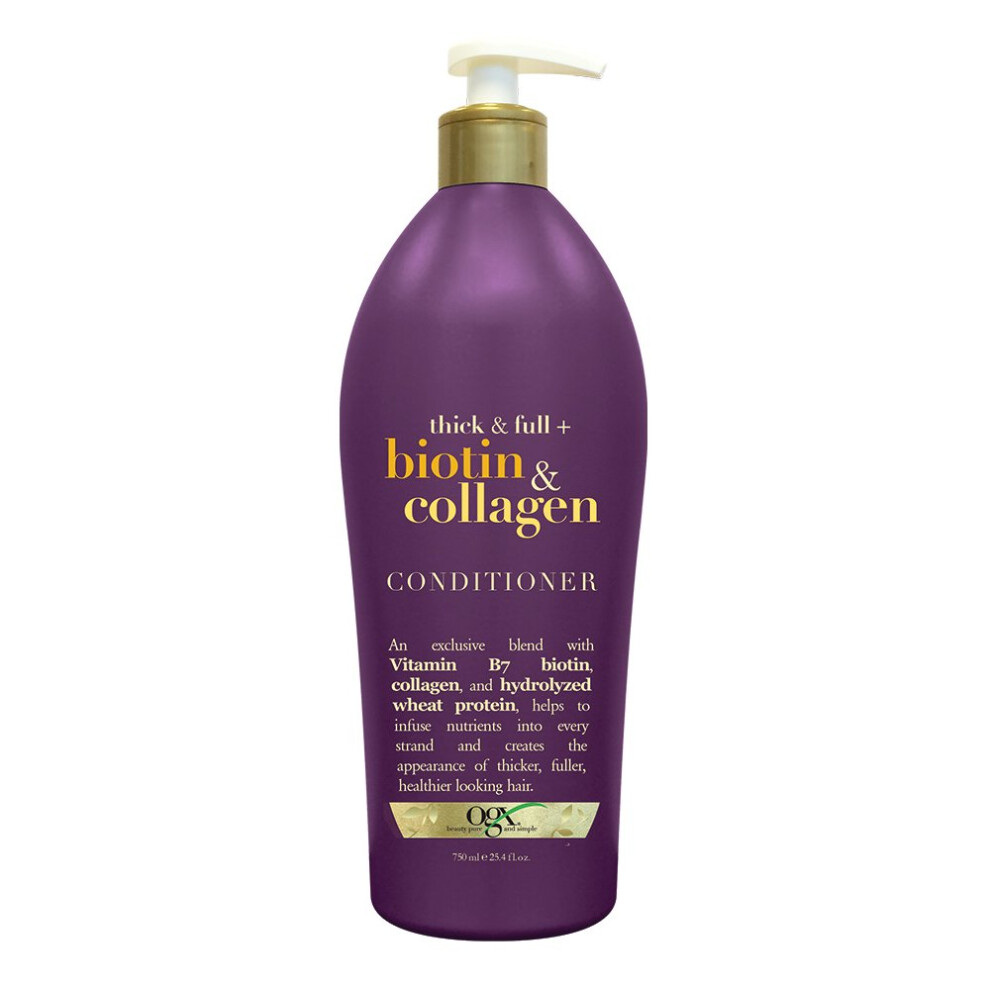 OGX Thick & Full Biotin & Collagen Conditioner  Salon Size 25.4 Ounce Bottle w/ Pump  Paraben Free Sulfate Free Sustainable Ingredients Nourishing and