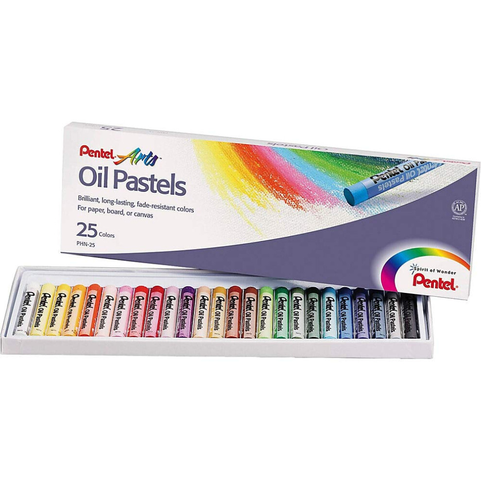 Pentel Arts Oil Pastel Set  Assorted Colors  Set of 25 (PHN-25)