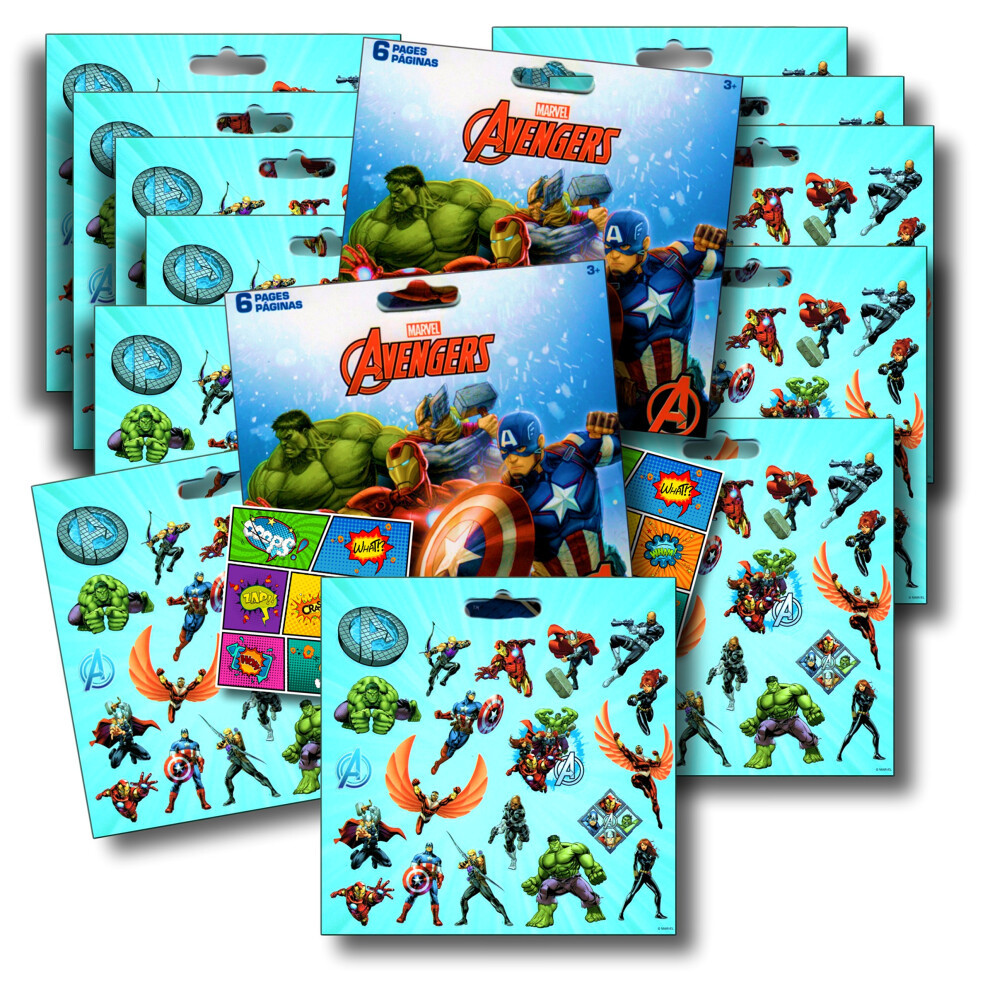 Marvel AVENGERS Stickers Party Favors Bundle of 12 Sheets over 240 Stickers plus Large Specialty Stickers