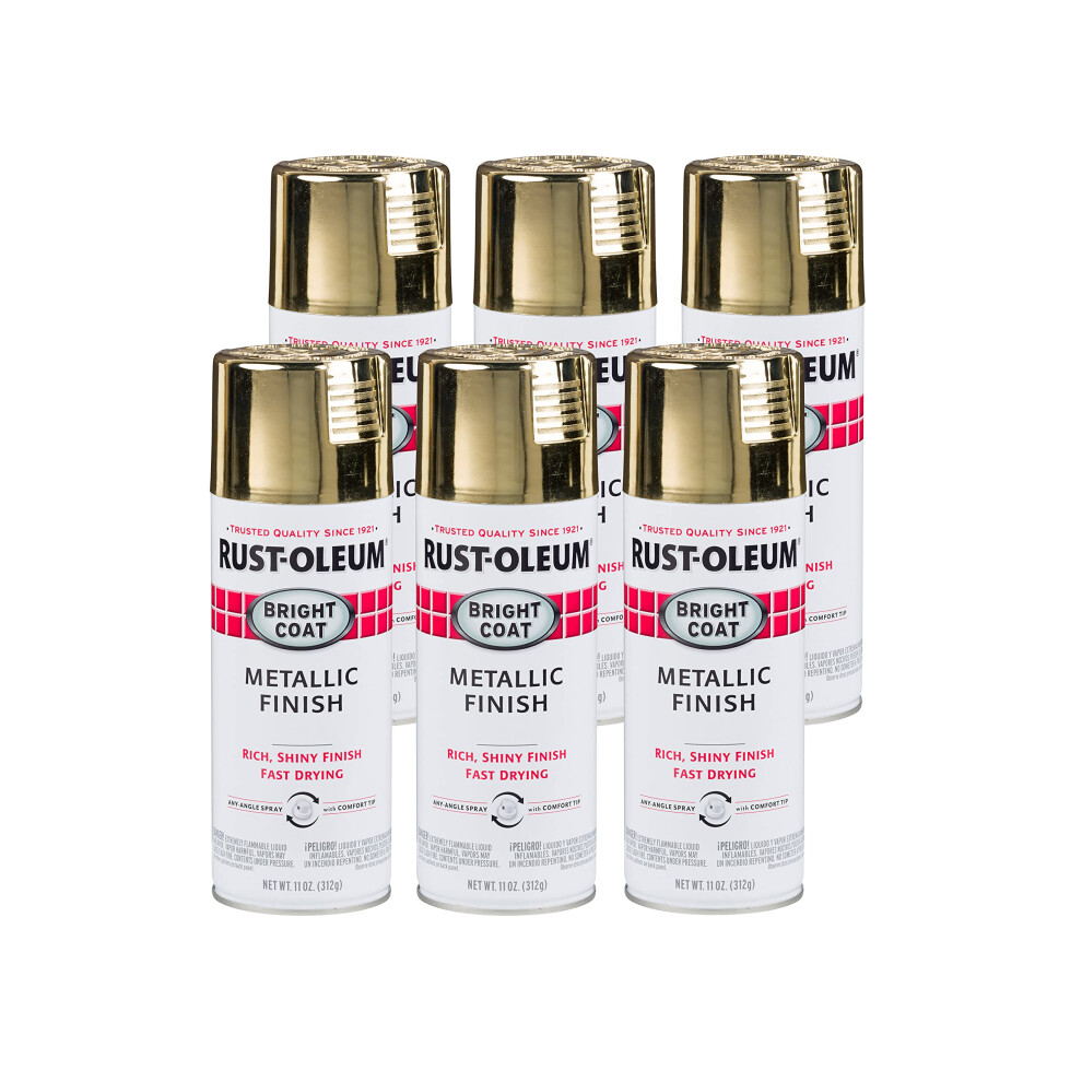 Rust-Oleum 7710830-6PK Stops Rust Bright Coat Metallic Spray Paint  11 Oz  Gold  6 Pack