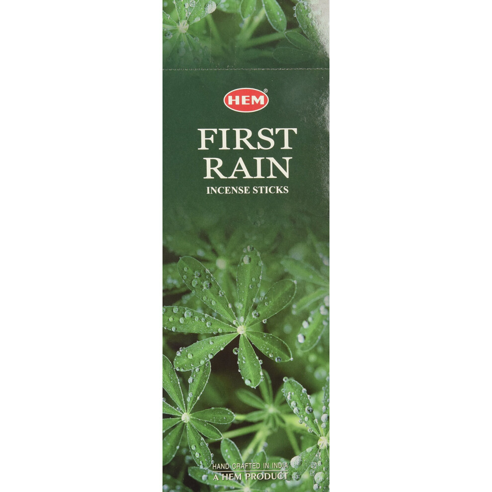 Hem First Rain Incense Sticks- 6 Hex Tubes X 20 Grams - Total 120g