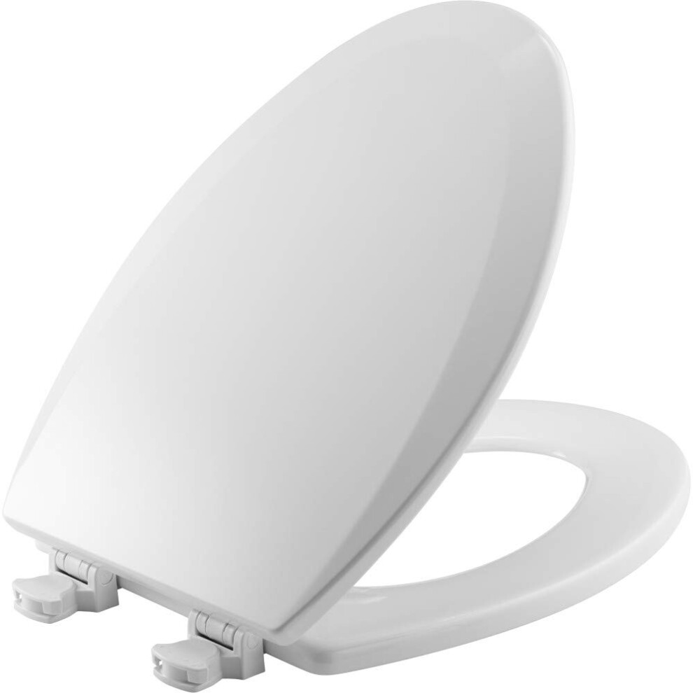 CHURCH 585EC 000 Toilet Seat with Easy Clean & Change Hinge  ELONGATED  Durable Enameled Wood  White