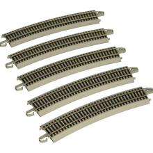 Bachmann Trains - Snap-Fit E-Z TRACK 28" RADIUS 18 GRAD BOGENSTRECKE (5/Stück) - NICKEL SILBER Schiene