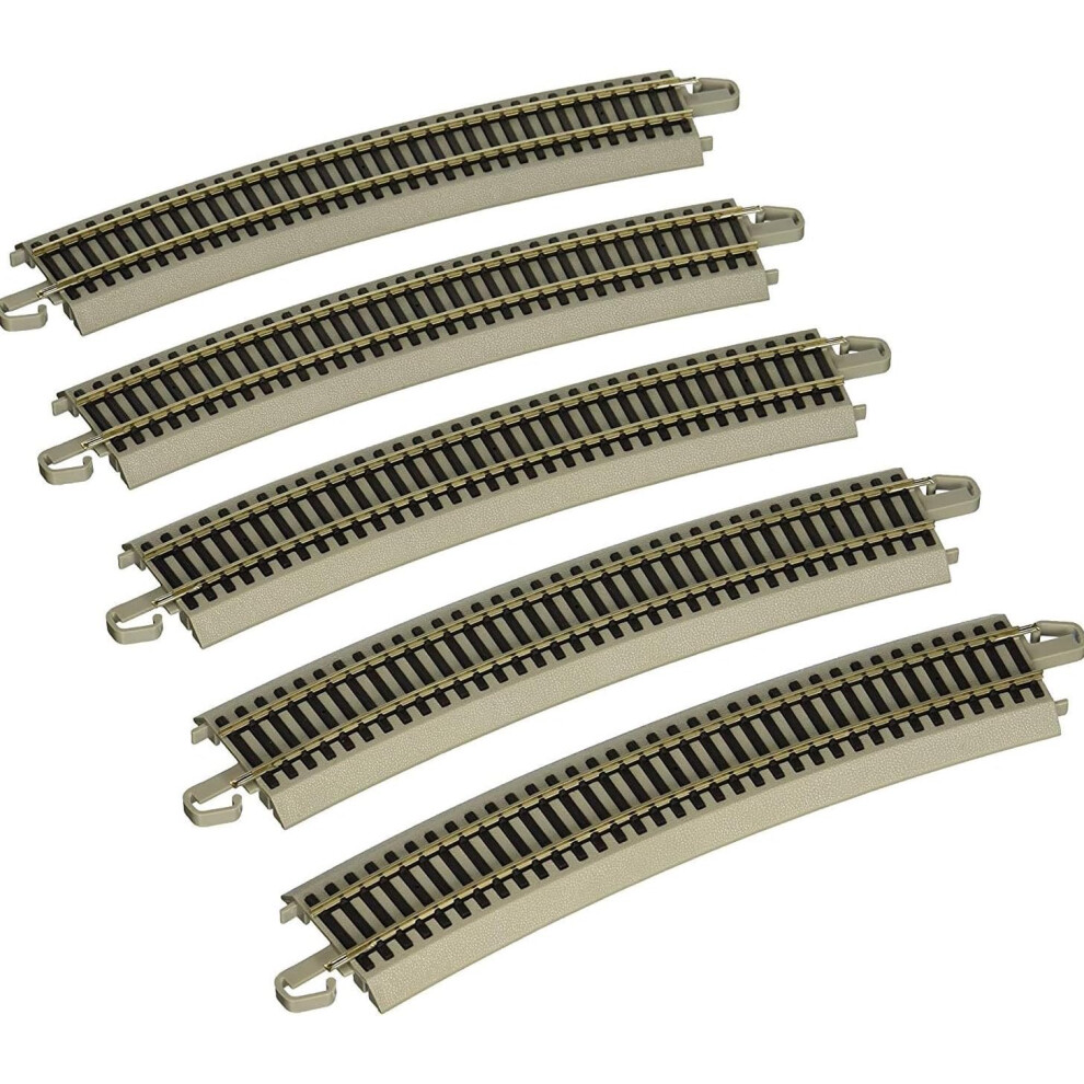 Bachmann Trains - Snap-Fit E-Z TRACK 28  RADIUS 18 DEGREE CURVED TRACK (5/card) - NICKEL SILVER Rail With Gray Roadbed - HO Scale