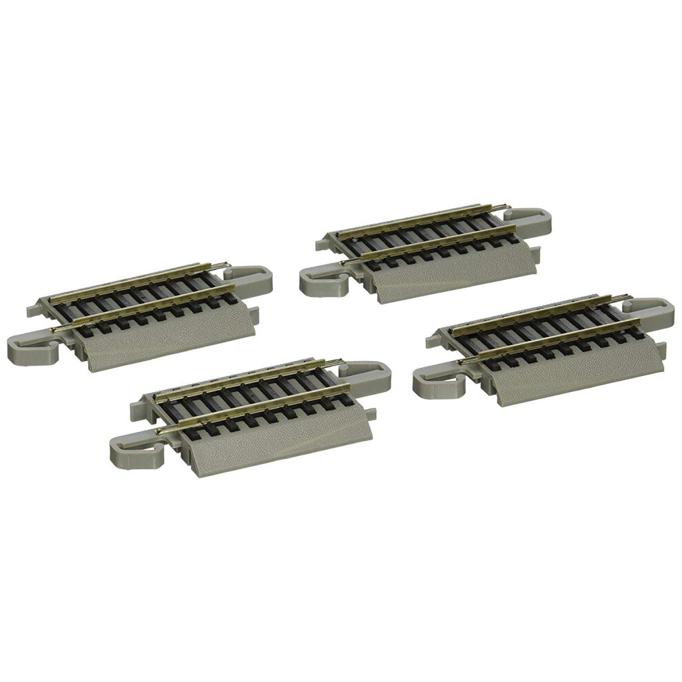 Bachmann Trains - Snap-Fit E-Z TRACK 4.50  STRAIGHT TRACK (4/card) - NICKEL SILVER Rail With Gray Roadbed - HO Scale