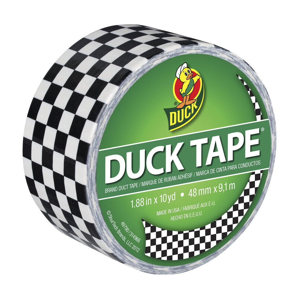 Duck Brand Duck Printed Duct Tape  Checker  1.88 Inches x 10 Yards  Single Roll (280410)