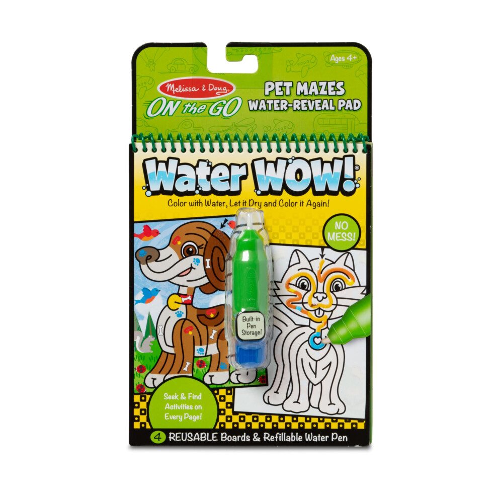 Melissa & Doug On the Go Water Wow! Water-Reveal Activity Pad - Pet Mazes - Animals- Party Favors  Stocking Stuffers  Travel Toys For Toddlers  Mess F