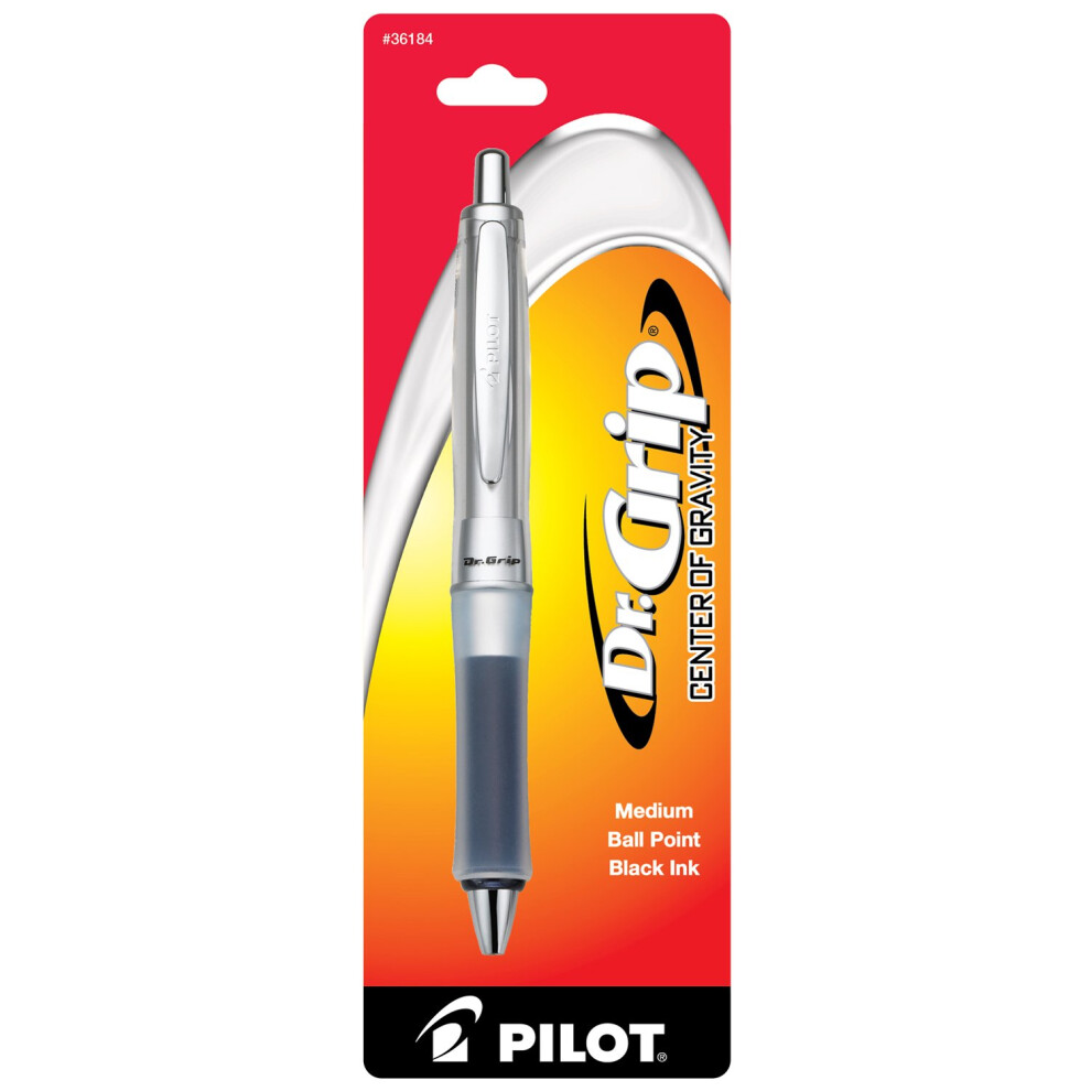 PILOT Dr. Grip Center of Gravity Refillable & Retractable Ballpoint Pen  Medium Point  Grip Color May Vary  Black Ink  Single Pen (36184)