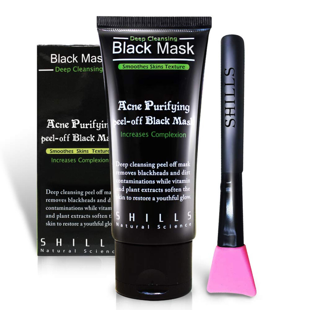 SHILLS Charcoal Face Mask Peel Off Mask Charcoal Mask Peel Off Mask Tiefenreinigende Aktivkohlemaske mit Pinsel