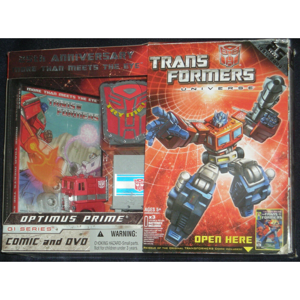 TRANSFORMERS 25TH ANNIVERSARY G1 RE-ISSUE OPTIMUS PRIME with DVD and COMIC