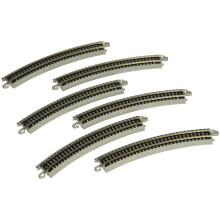 Bachmann Trains - Snap-Fit E-Z TRACK 11.25 RADIUS CURVED TRACK (6/card) - NICKEL SILVER Rail With Grey Roadbed - N Scale 8