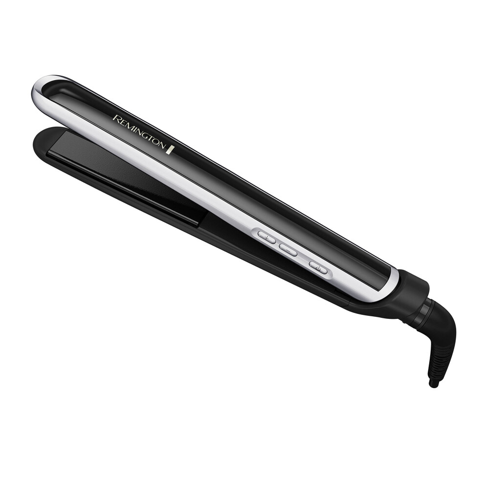 Remington Pearl Pro Ceramic Flat Iron Hair Straightener  1-inch Floating Plates  Fast 30 Second Heat up  Black & White