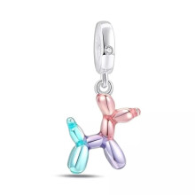 S925 Sterling Silver For Women Colorful Balloon Dog Puppy Dangle bead dangle charm for women bracelet
