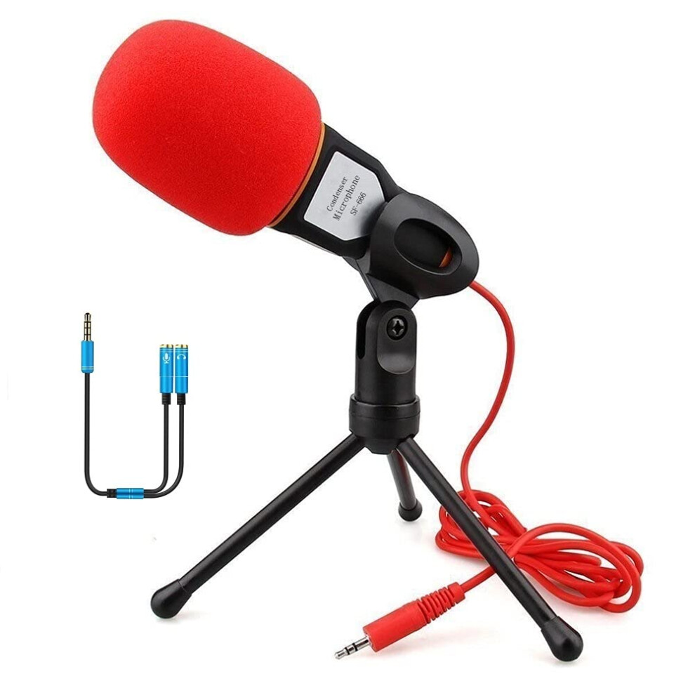 Computer Microphone Condenser Microphone 3.5Mm Plug And Play Omnidirectional Mic With Desktop Stand For Gaming Youtube Video Recording Podcast Studio 707273864611