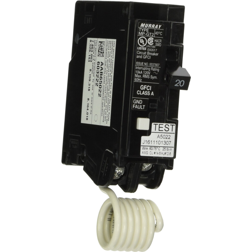 SIEMENS MP120GFA Murray 20-Amp 1 Pole 120-Volt Ground Fault Circuit Interrupter with Self Test & Lockout Feature