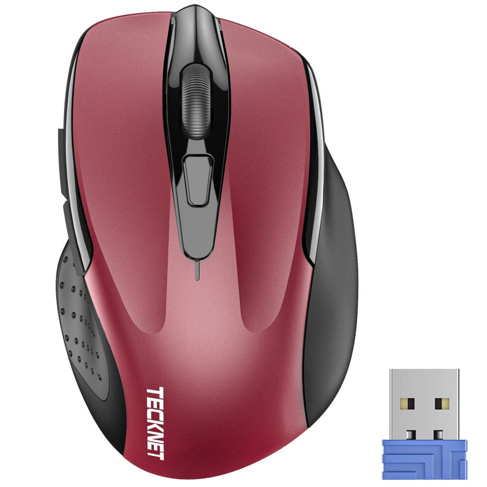 TECKNET Wireless Mouse  2.4G Ergonomic Optical Mouse  Computer Mouse for Laptop  PC  Computer  Chromebook  Notebook  6 Buttons  24 Months Battery Life