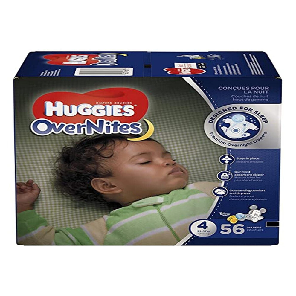 HUGGIES OverNites Diapers  Size 4 (22-37 lb)  Overnight Diapers  56 Count