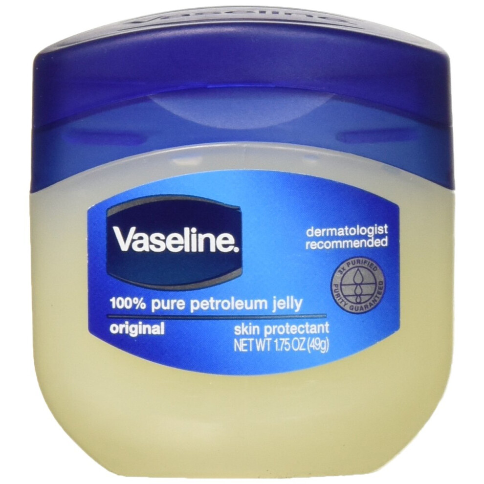 Vaseline 100% Pure Petroleum Jelly Original Skin Protectant  1.75 OZ Travel Size (Pack of 3)