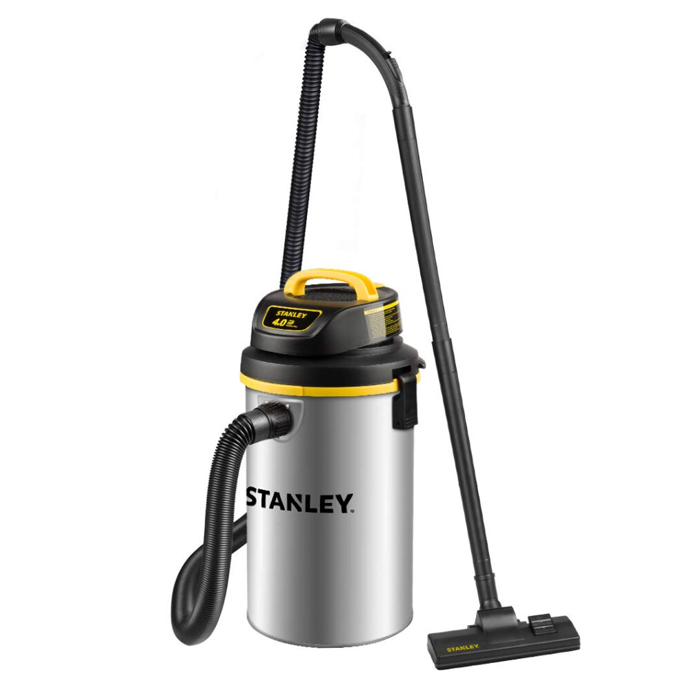 Stanley Wet/Dry Hanging Vacuum  4.5 Gallon  4 Horsepower  Stainless Steel Tank