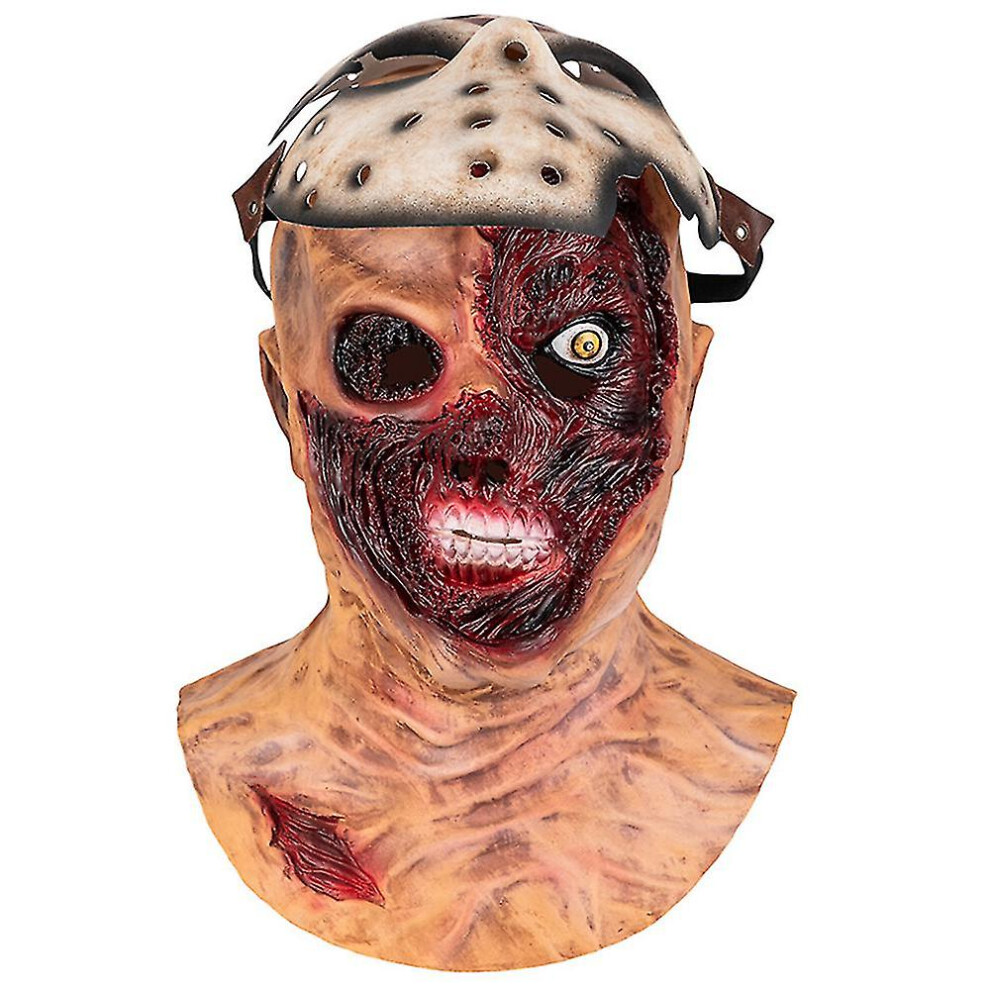 Scary Jason Hockey Mask Horror Hacker Mask Adult Full Head Vampire Latex Masks Headgear Halloween Cosplay Costume Props (bean)