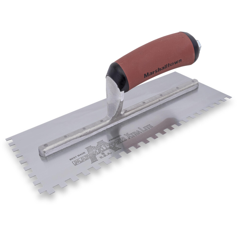 MARSHALLTOWN Standard Notched Trowel  Square Notch  6x6x6 mm Notch Size  DuraSoft Left-Handed  Flooring and Tiling  Tile Tool  Made in the USA  702SDL