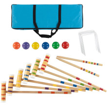 Croquet Set - Trä Utomhus Deluxe Sportset med Förvaringsväska - Roligt Vintage Spel för Bakgården, 6 Spelare