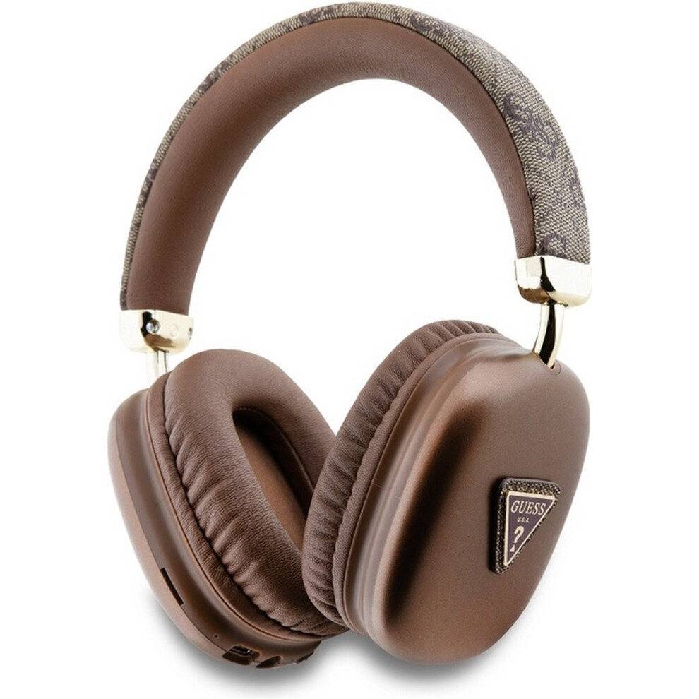 Guess PU Leather 4G Triangle Logo Wireless Headphones Brown - GUBHK1P4TPW