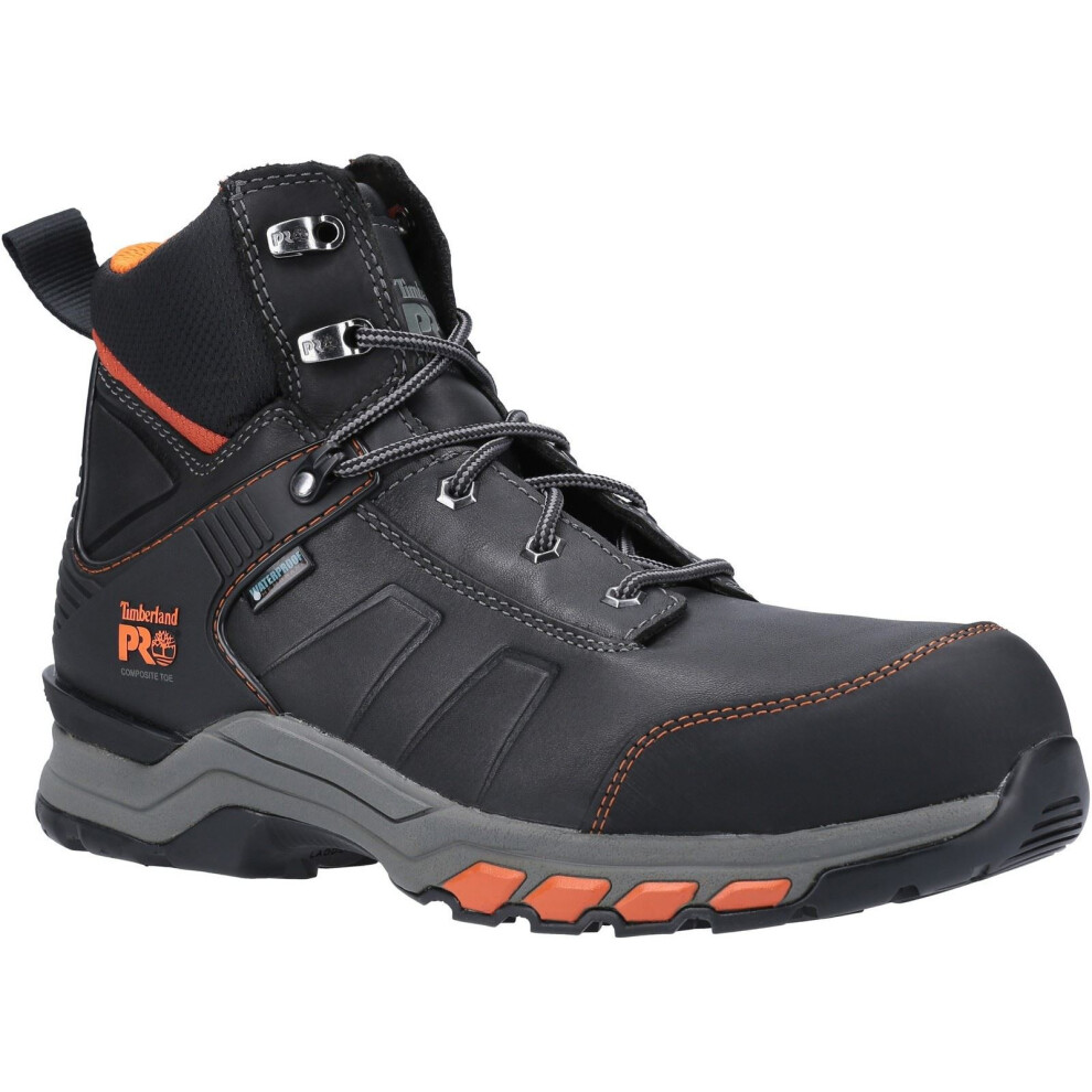 (Black, 7 (Adults')) Timberland Pro Hypercharge Work Leather Black/Orange Safety Boots