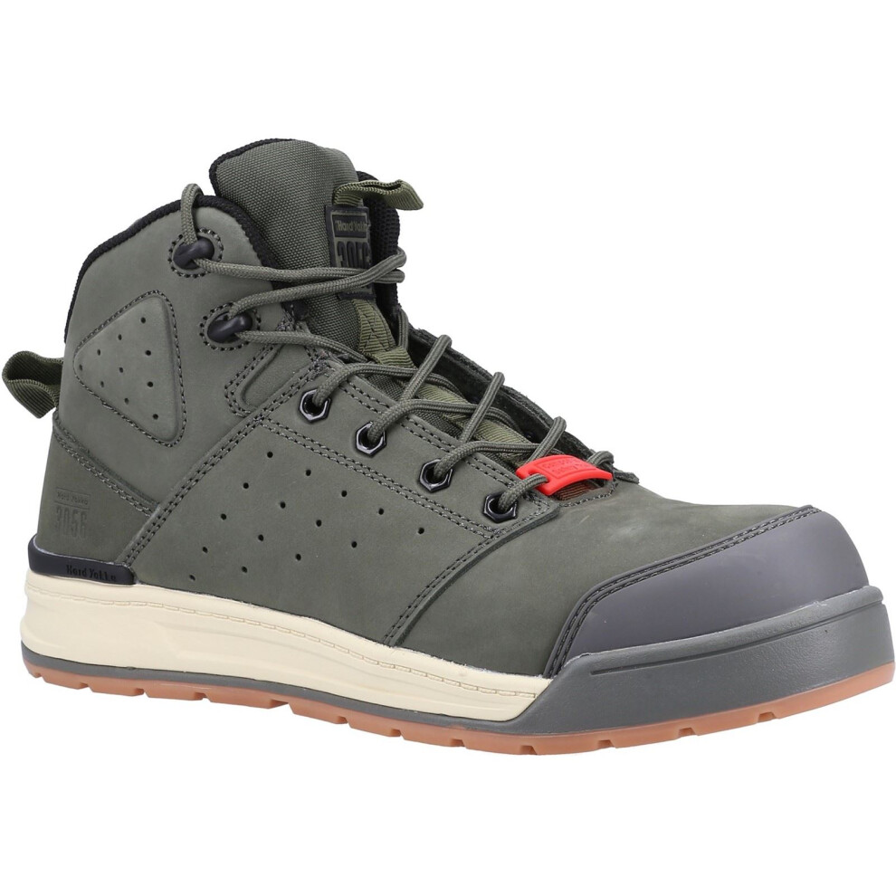 (Green, 10.5 (Adults')) Hard Yakka 3056 Lace Zip Leather Olive Safety Boots 9357732126913