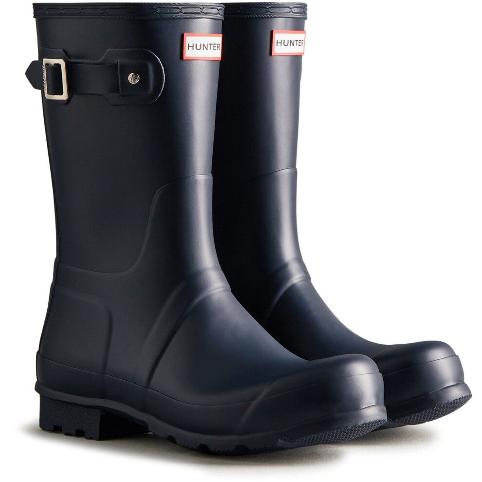 Hunter (, 7 (Adults')) Original Short Wellington Boots Rubber Men's Navy Wellington Boots Blue
