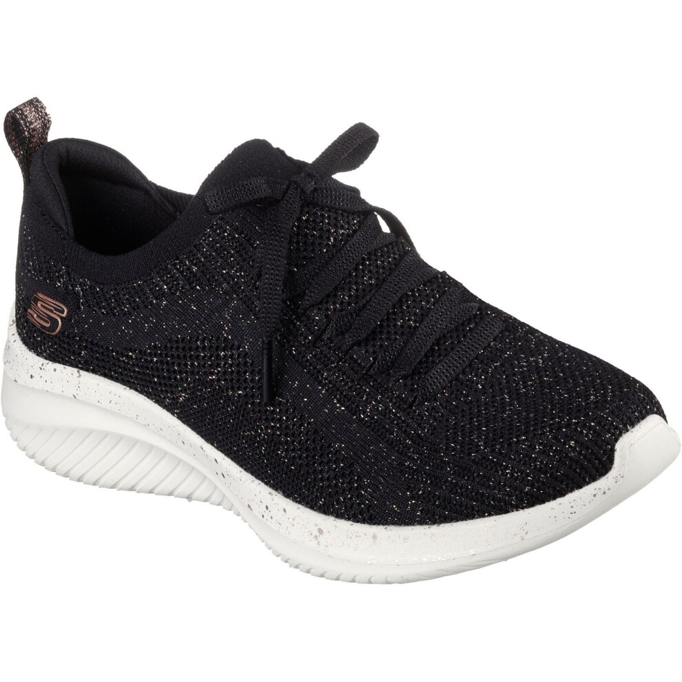 (Black, 6 (Adults')) Skechers Ultra Flex 3.0 - Let's Dance Textile Women's Black/Rose Gold Trainers