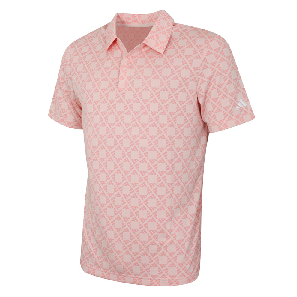 (XL, Semi Pink Spark) adidas Golf Mens 2024 U365T HEAT.RDY UPF 50+ Jacquard 3 Button Polo Shirt