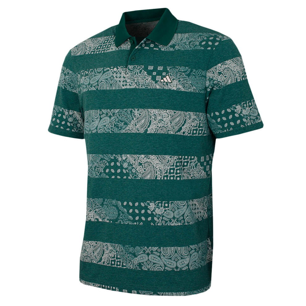 (XL, Collegiate Green) adidas Golf Mens 2024 Go To Printed Recycled Breathable AeroReady Polo Shirt