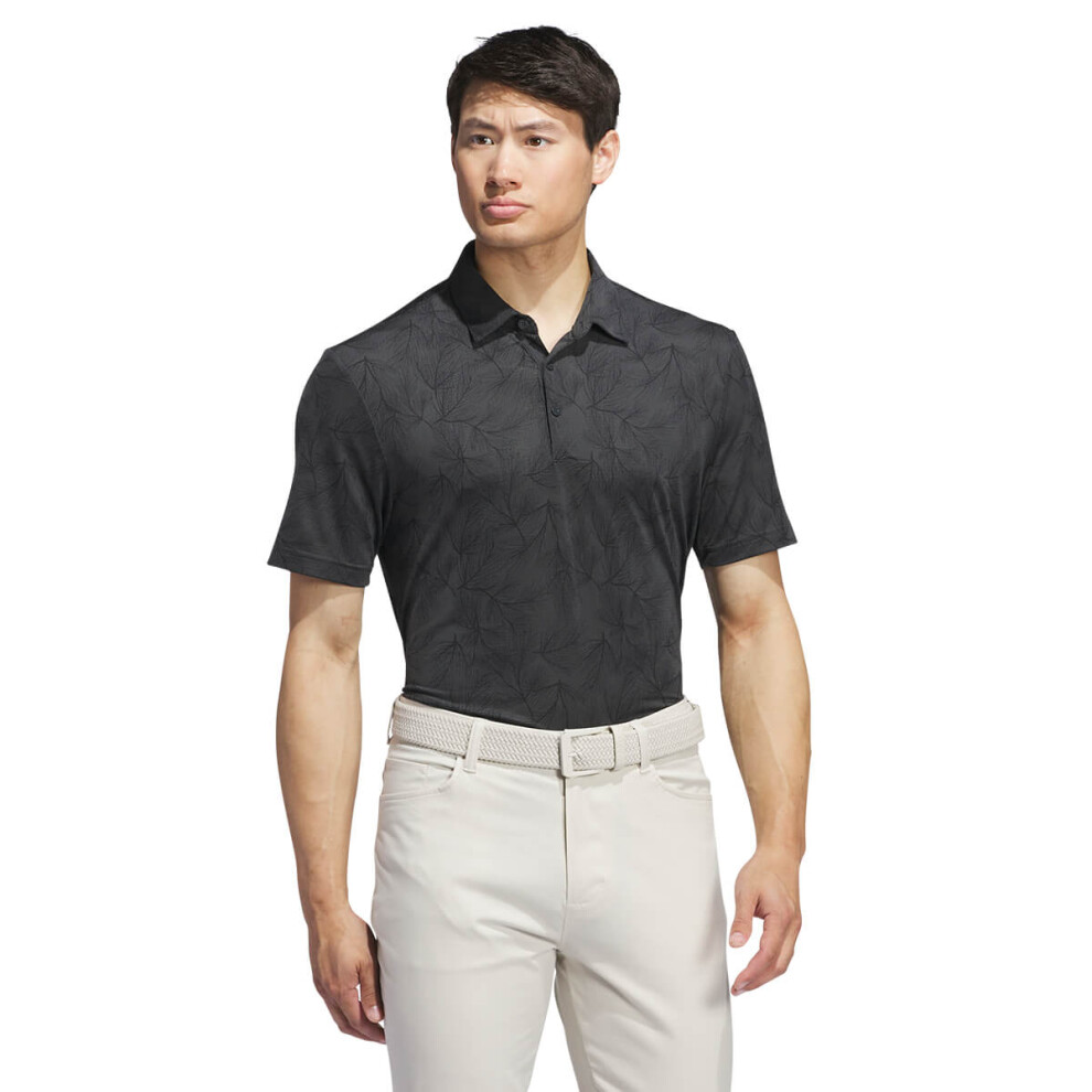 (XL, Carbon/Black) adidas Golf Mens 2024 ULT365 Pine Print Sustainable Stretch Polo Shirt