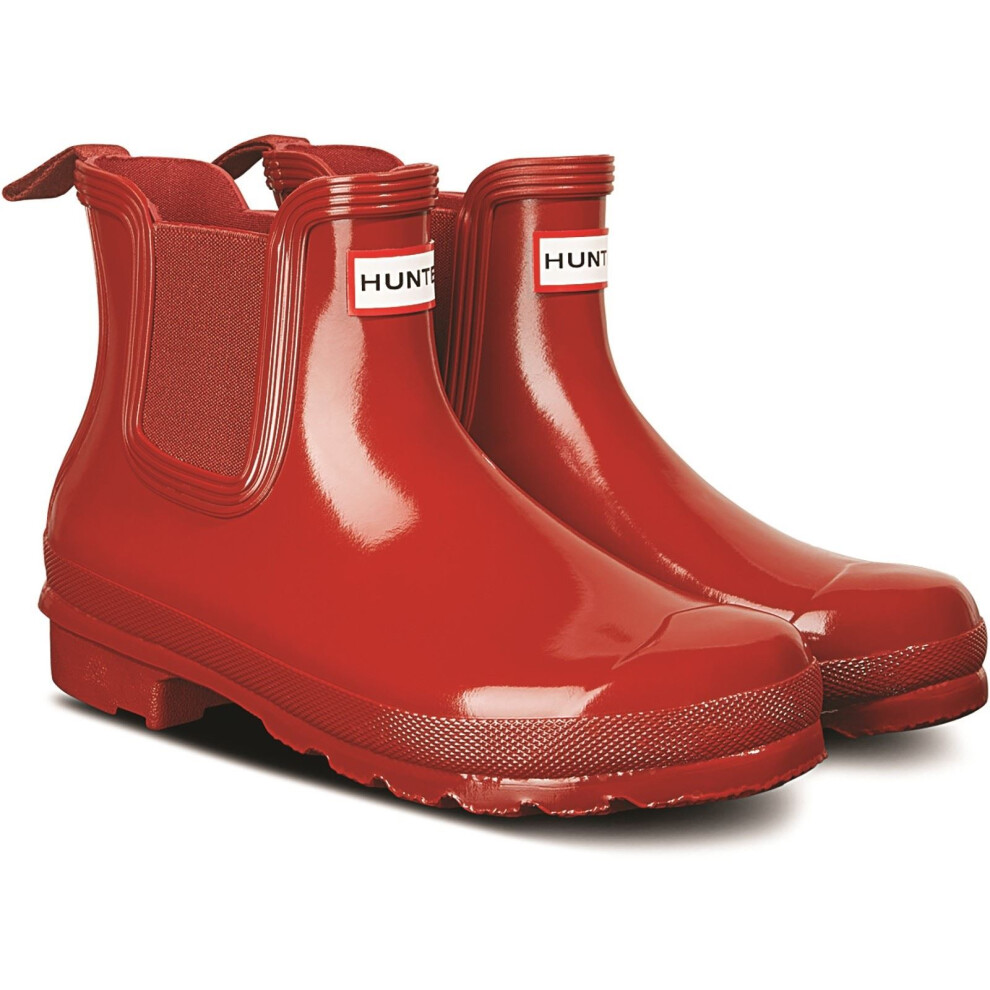 (Red, 6 (Adults')) Hunter Original Chelsea Gloss Rubber Women's Military Red Wellington Boots