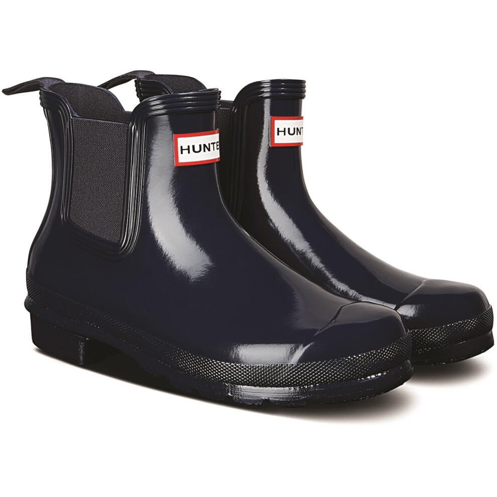 (Blue, 7 (Adults')) Hunter Original Chelsea Gloss Rubber Women's Navy Wellington Boots