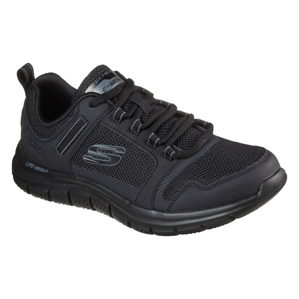 (Black, 8 (Adults')) Skechers Track Knockhill Leather Men's Black Trainers